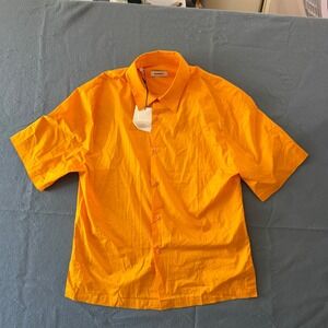 Sandro Marigold Yellow Short Sleeve Button Down Shirt Womens Size S